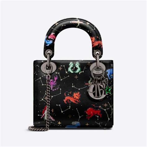 Mini Lady Dior Bag Black Calfskin with Multicolor Dior Pixel 